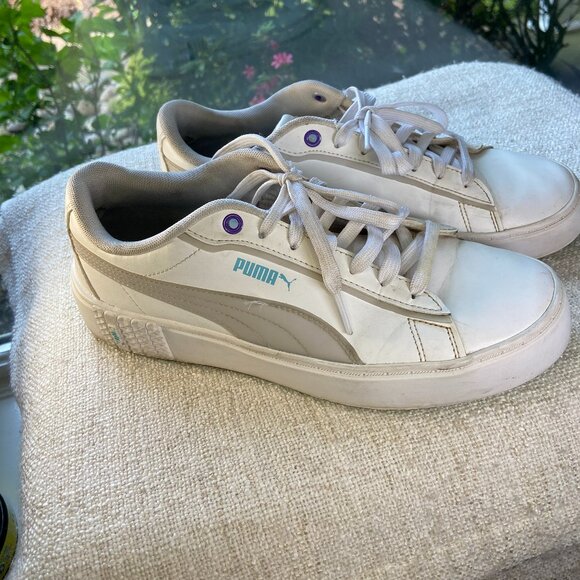 Puma Smash Platform v2 'Candy - White leather Arctic Ice lace-up sneakers Size 7 - Picture 2 of 7